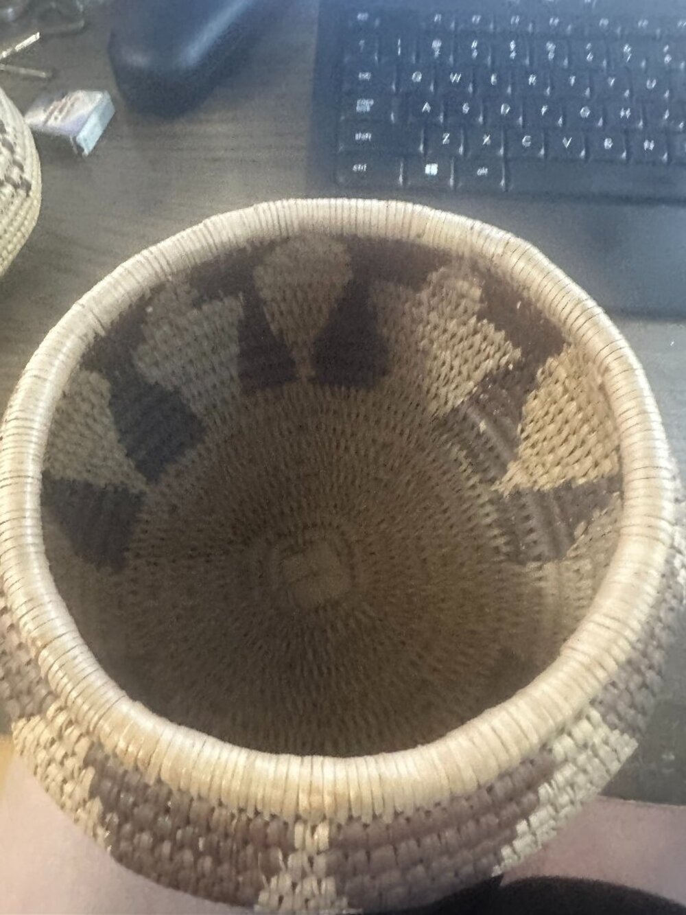 Vintage Tohono O'odha Style Coiled Basket Olla Southwest 7"